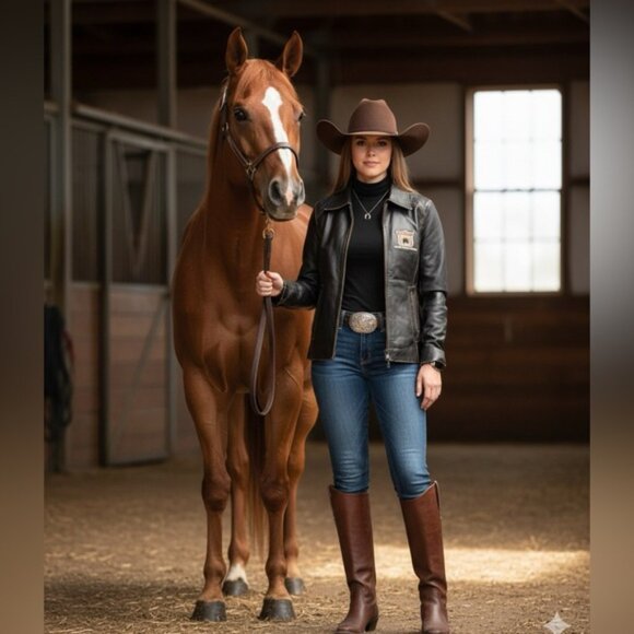 Cripple Creek Distressed Brown Leather Jacket Women’s Medium Qtr Horse Congress - Picture 2 of 12